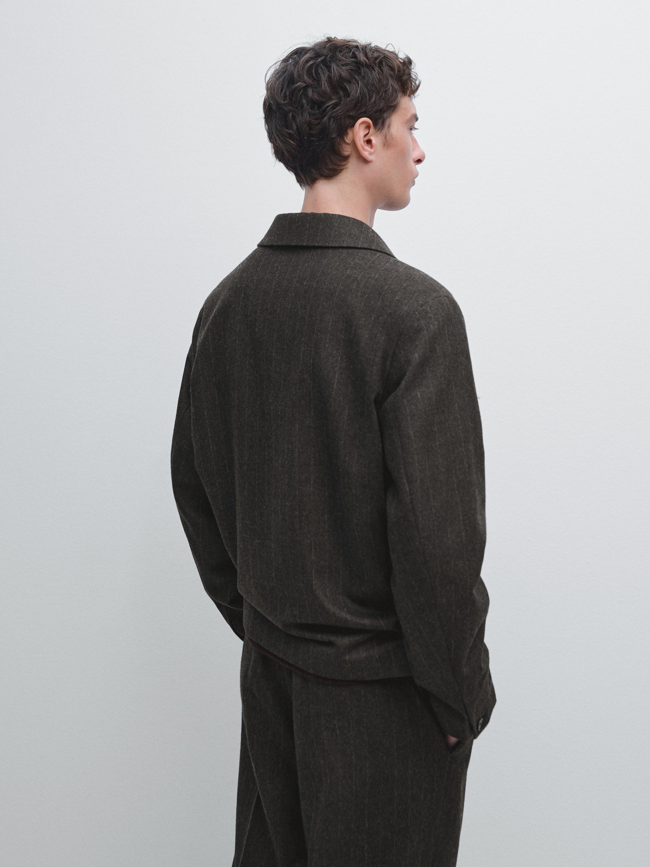 Blouson à rayures en laine mélangée