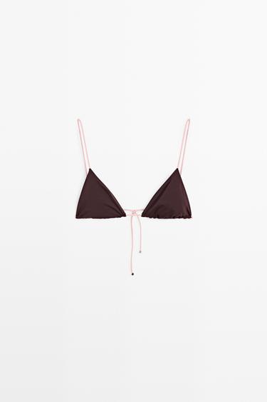 Contrast tie triangle bikini top — 142 2
