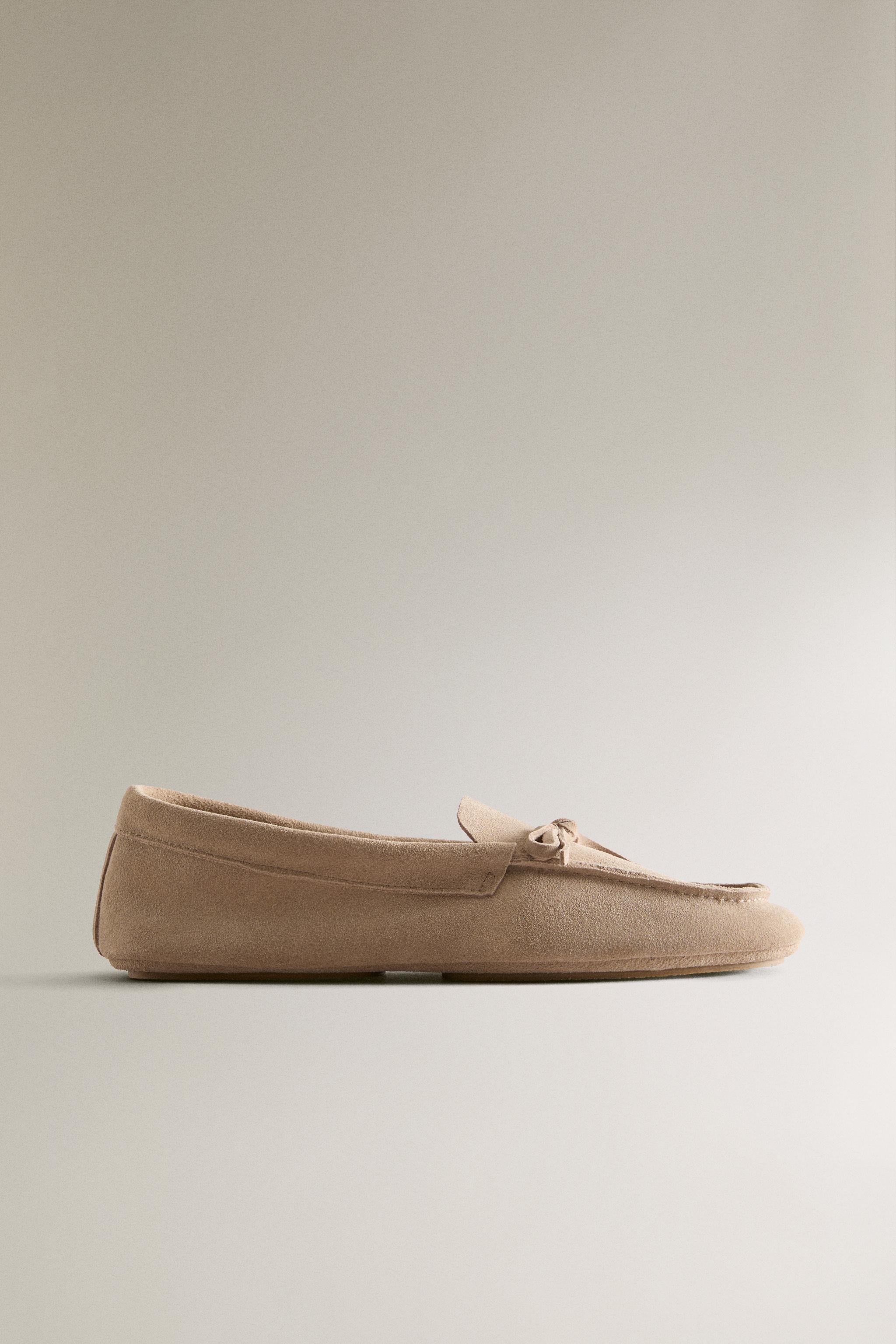 LOAFER WITH BOW SPLIT LEATHER