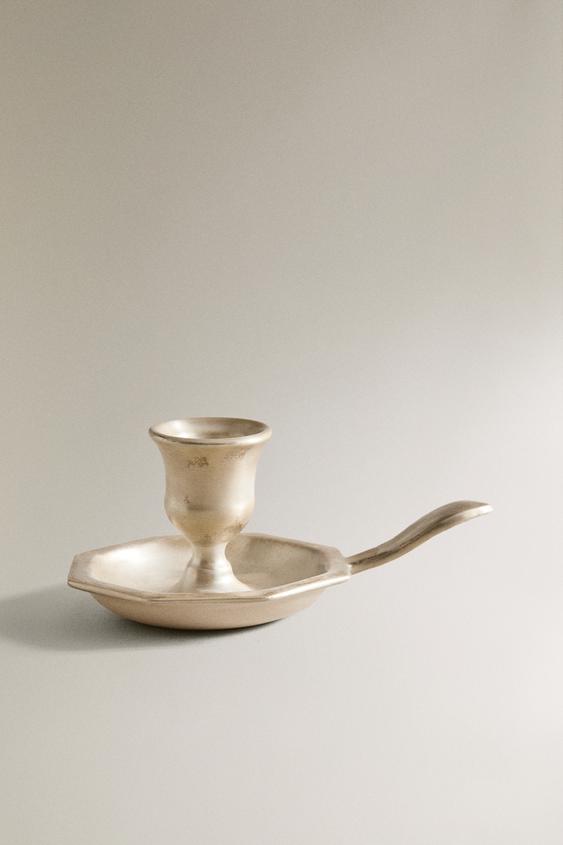 SILVER CERAMIC CHRISTMAS CANDLE HOLDER