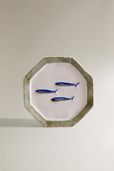 CERAMIC FISH DESSERT PLATE - Green by Zara - Image 0