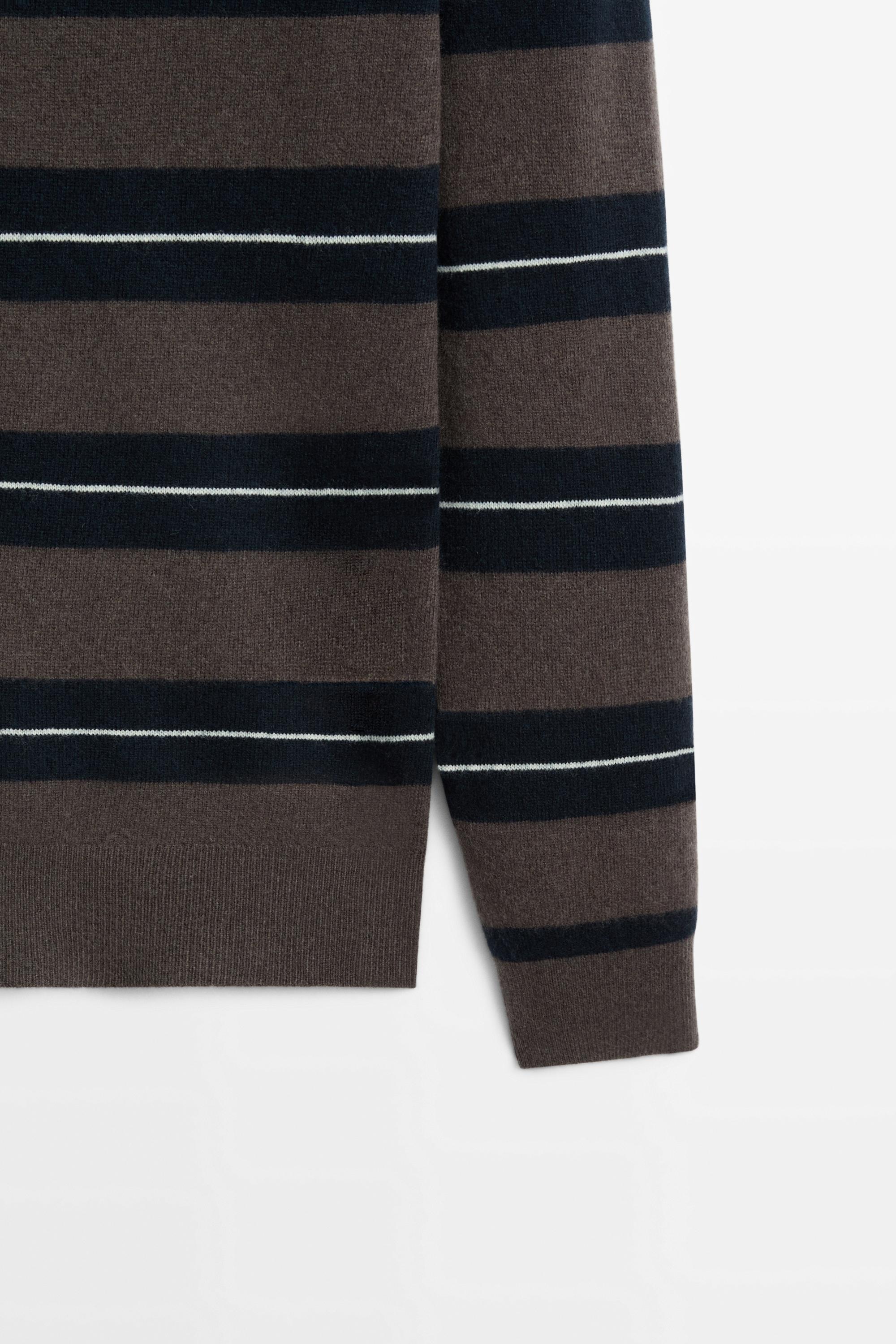 Striped knit polo sweater