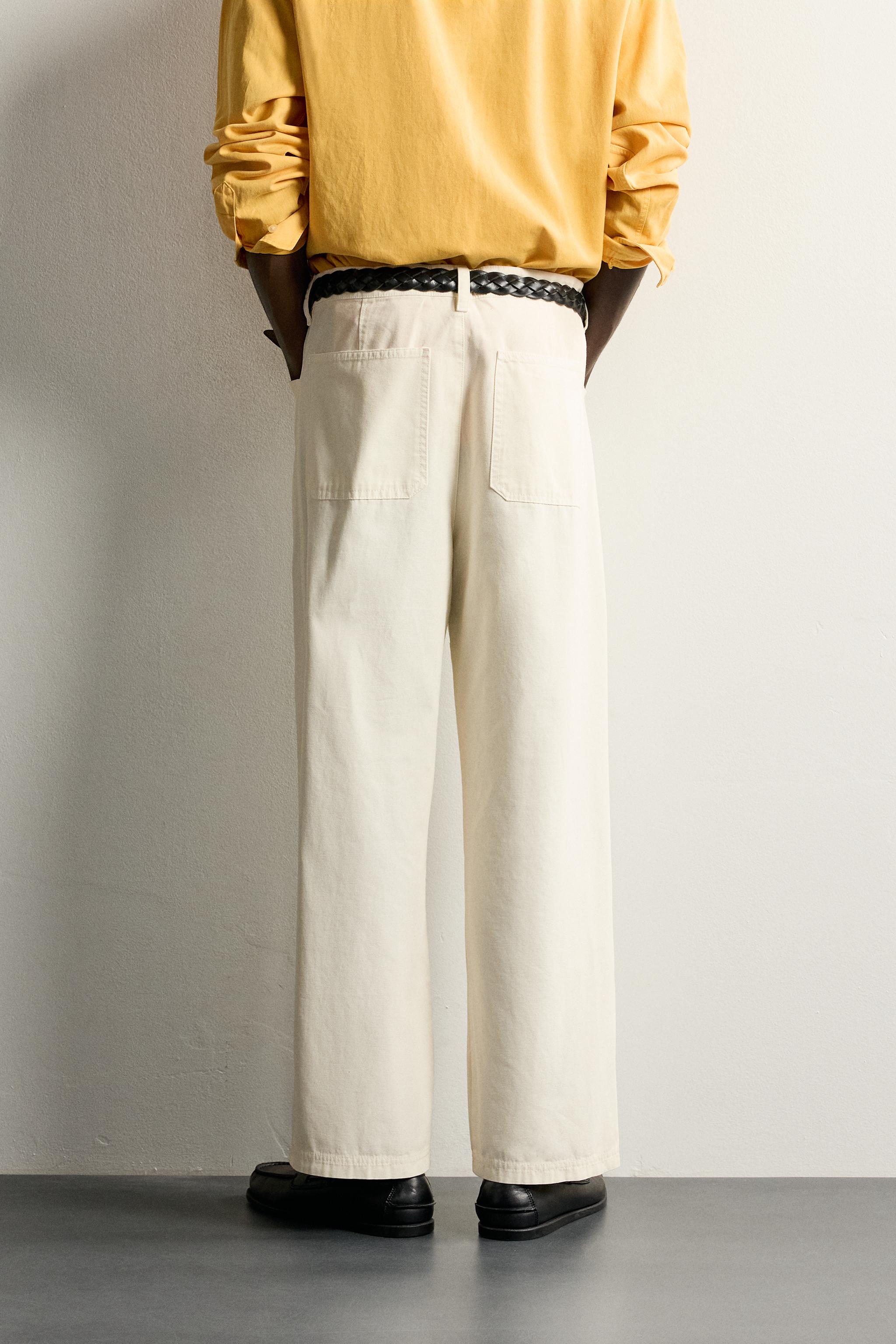 Мужские брюки Zara CANVAS STRAIGHT-FIT PANTS — фото 3