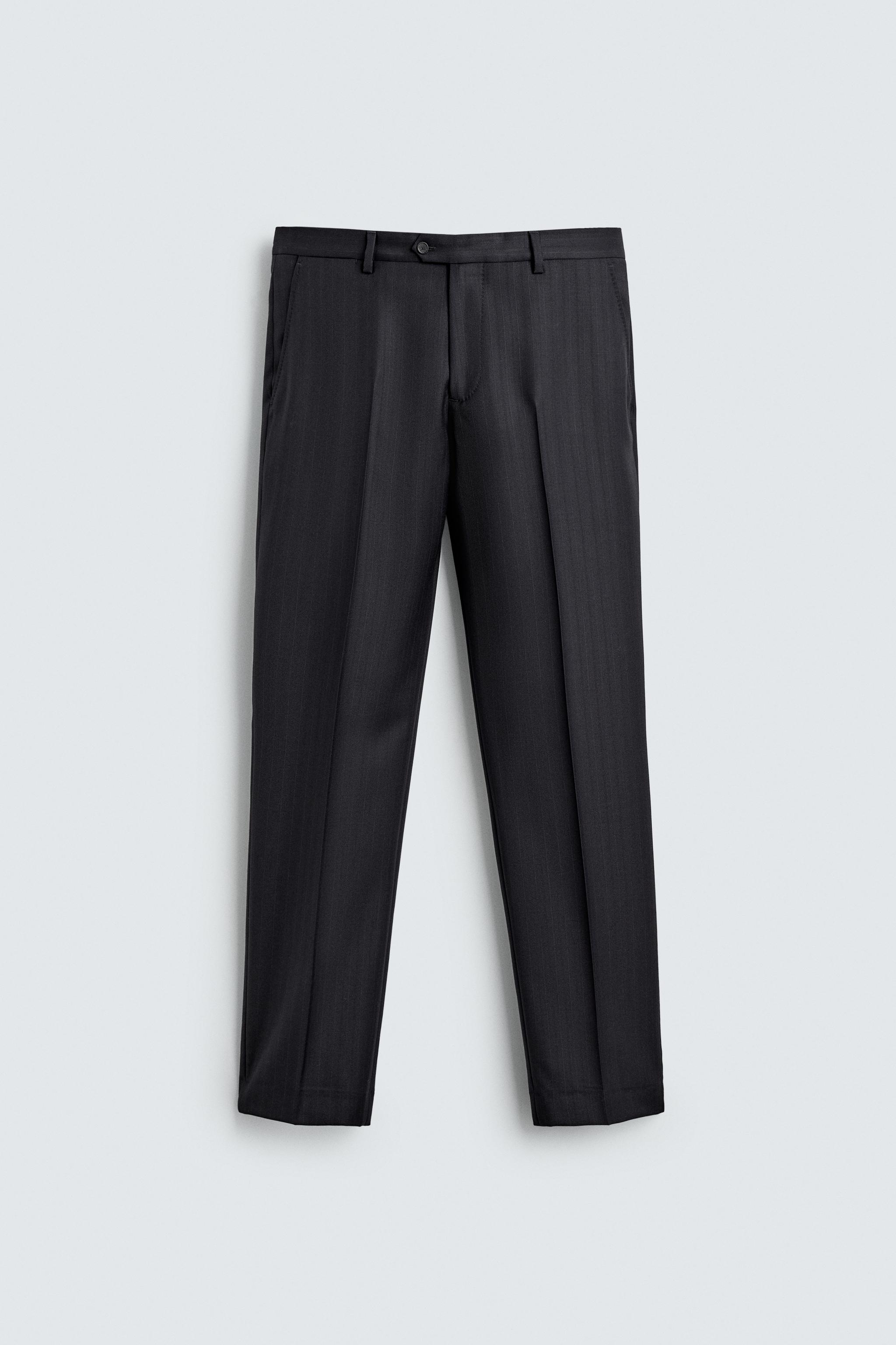 100% WOOL PINSTRIPE SUIT PANTS