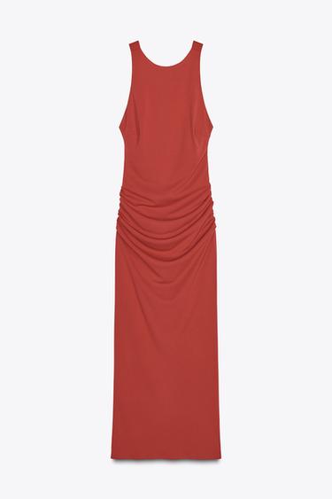 HALTER NECK MIDI DRESS WITH CROSS-OVER BACK - Russet by Zara - Image 0