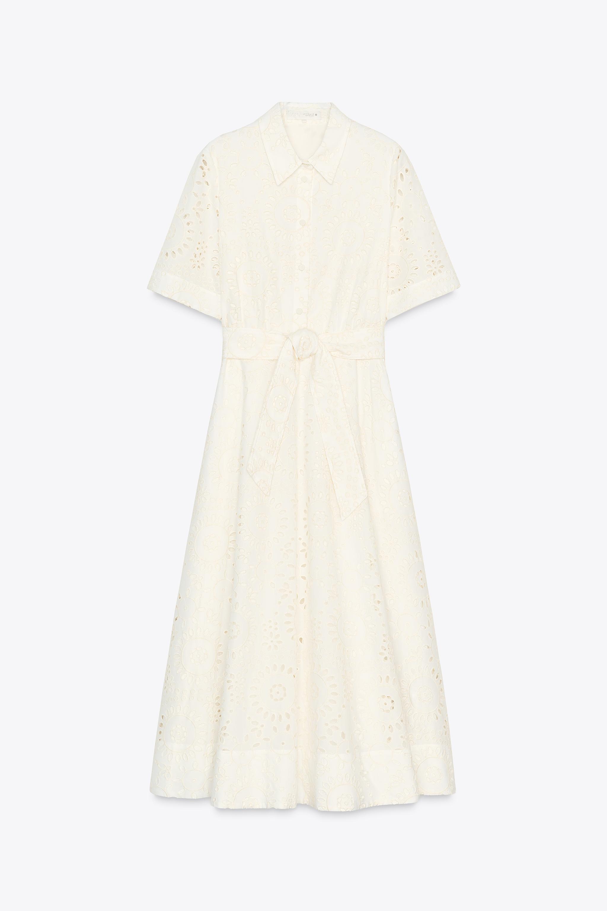 【ZARA】刺繍入りシャツワンピース ZW COLLECTION ZW COLLECTION 刺繍入りシャツワンピース - エクリュ | ZARA