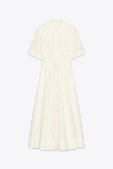 ROBE CHEMISE BRODÉE ZW COLLECTION - Écru de Zara - Image 6
