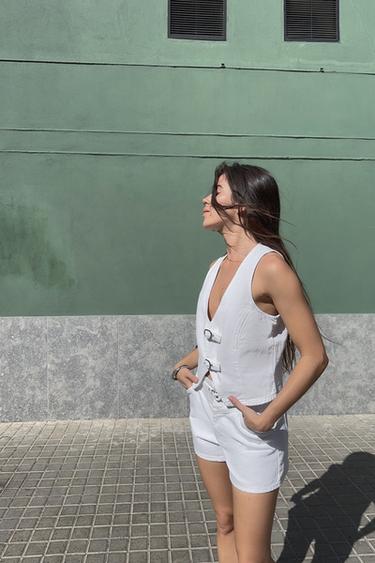 Z1975 MID-WAIST SHORTS WITH FRONT LOOP - White by Zara - Image 1