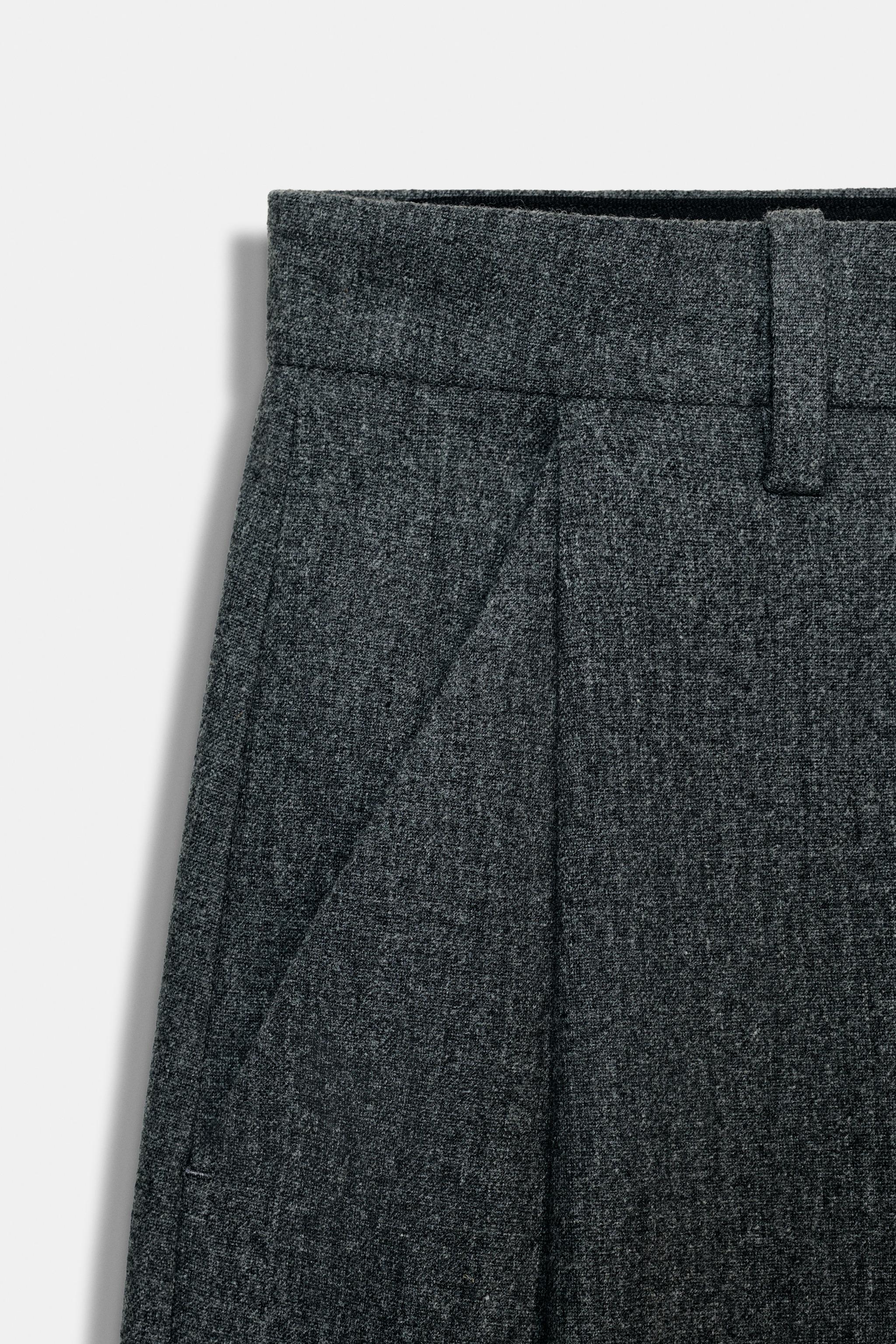 ZW COLLECTION WIDE LEG PLEATED PANTS - Gray | ZARA United States