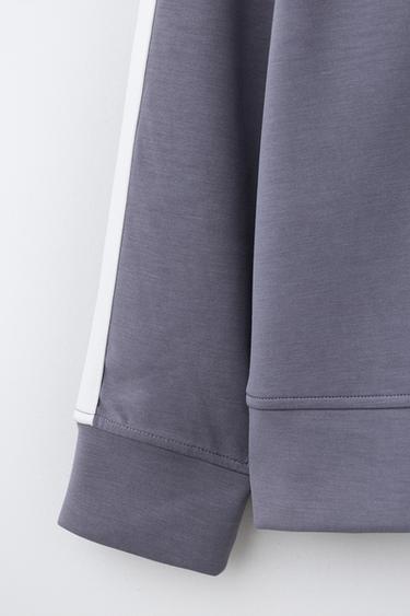 SWEATSHIRT WITH CONTRAST STRIPES AND MODAL BLEND - Grey by Zara - Image 3
