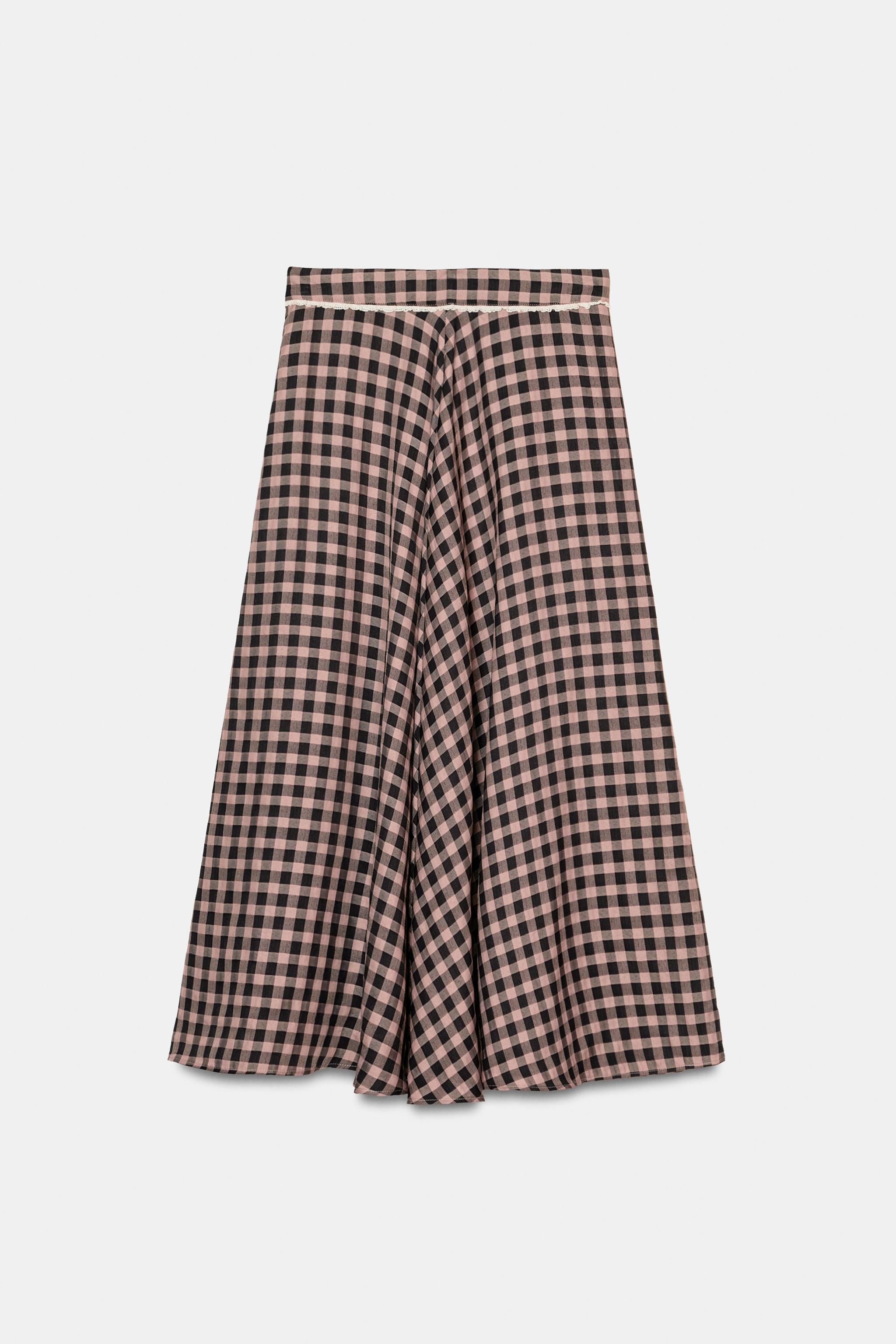 JUPE À CARREAUX VICHY ET DENTELLE
