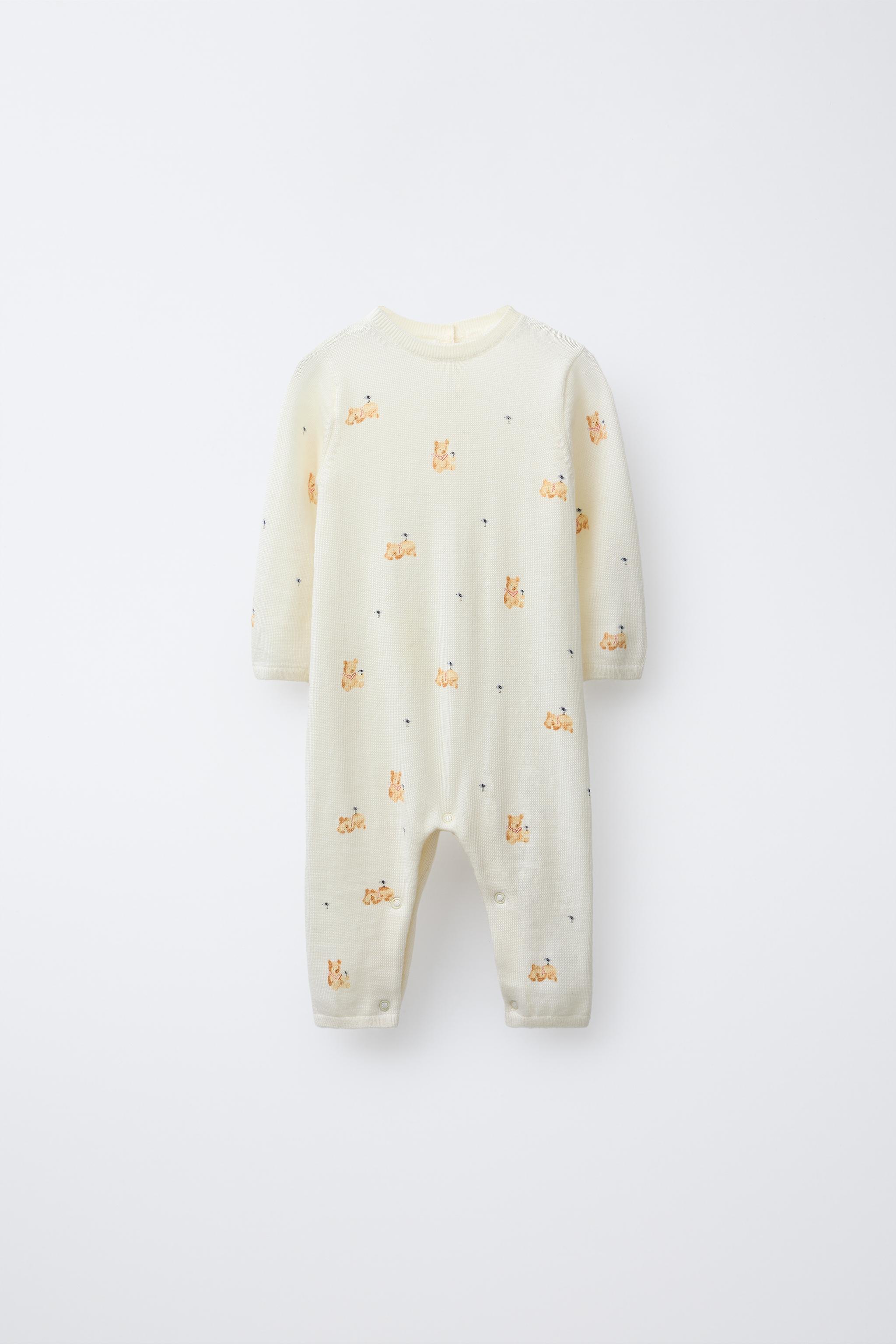 TEDDY BEAR PRINT 100% WOOL LONG JUMPSUIT - Mid-ecru | ZARA
