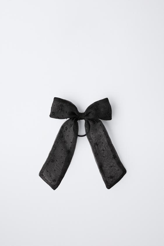 COLETERO PASADOR LAZO ORGANZA Y ABALORIOS - Negro de Zara - Imagen 0
