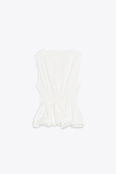 TEXTURED TOP WITH BOWS - White by Zara - Image 3