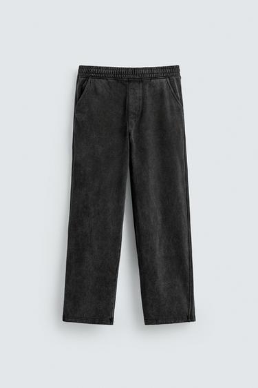FADED WIDE-LEG JOGGER TROUSERS - Dark grey by Zara
