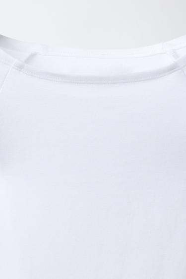 T-SHIRT UNI AVEC MODAL - Blanc de Zara - Image 2