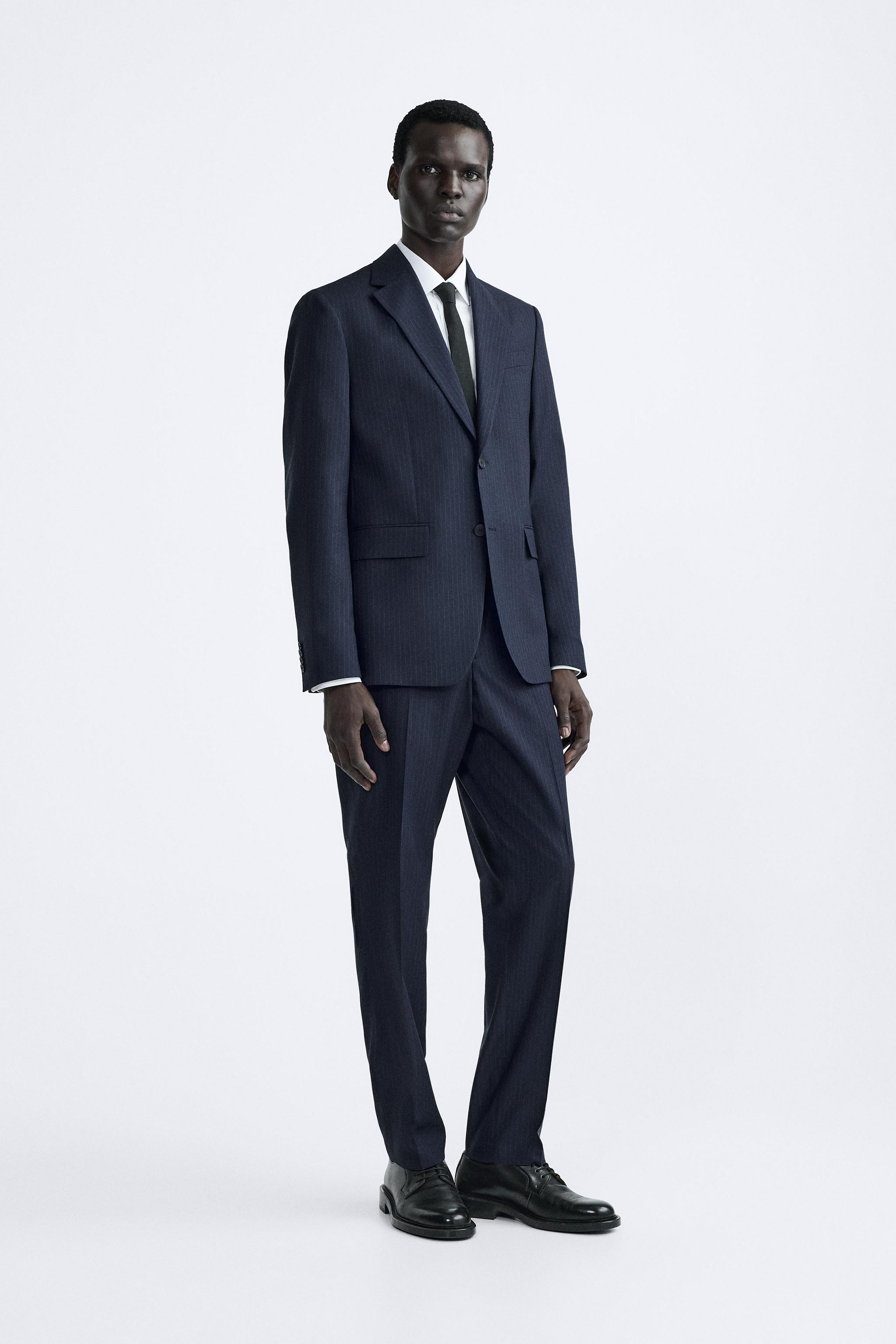 Shelby & Sons Clarkson slim fit pinstripe pants in navy