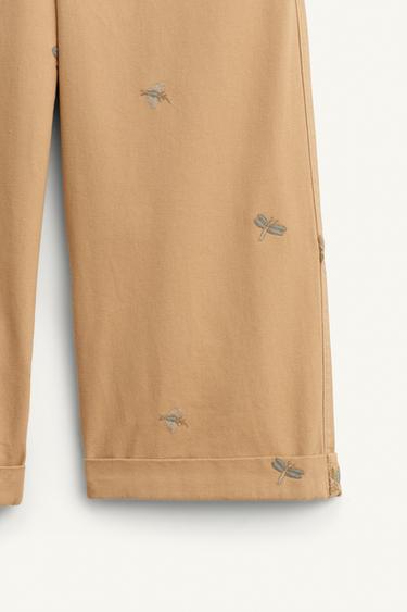 LIMITED EDITION STRAIGHT TROUSERS WITH EMBROIDERED INSECTS - Beige by Zara - Image 8