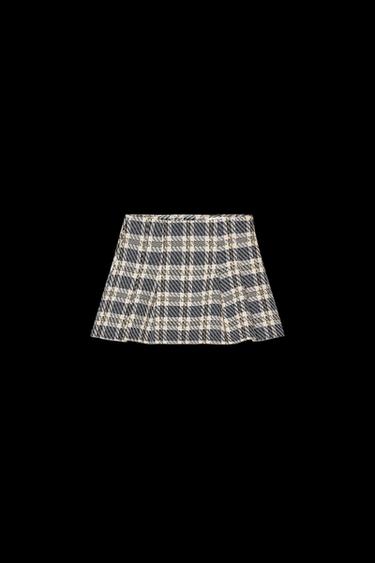 Zara PLAID TEXTURED PLEATED SKORT - Blue / White - Image 0