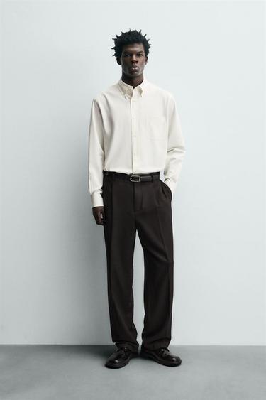 CAMISA REGULAR FIT ESTRUCTURA - Blanco de Zara - Imagen 0