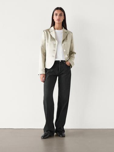 Zara Fitted satin blazer - Pearl gray - Image 0