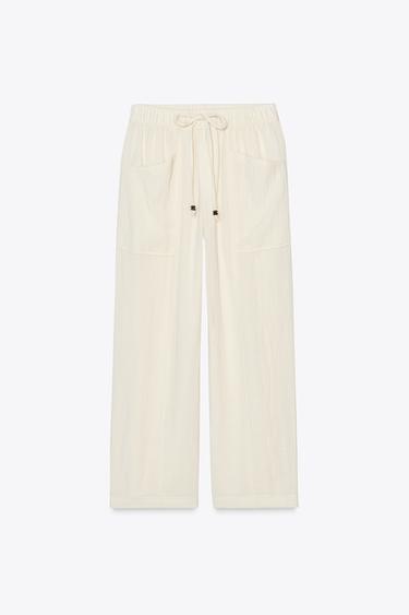 HOSE AUS FESTEM STOFF MIT ELASTISCHEM BUND - Weiß von Zara