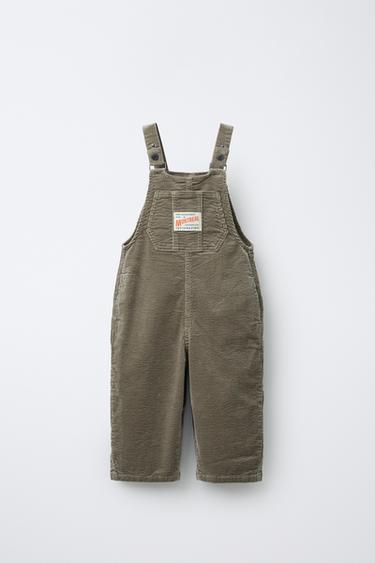 LONG CORDUROY DUNGAREES WITH LABEL - Green by Zara - Image 0