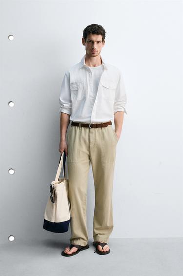 WASHED STRAIGHT-LEG TROUSERS - washed green by Zara