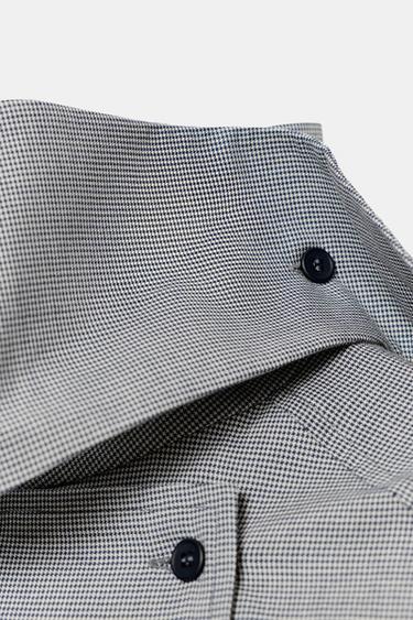 Zara OVERSIZED PLAID SHIRT WITH POCKET ZW COLLECTION - Navy blue