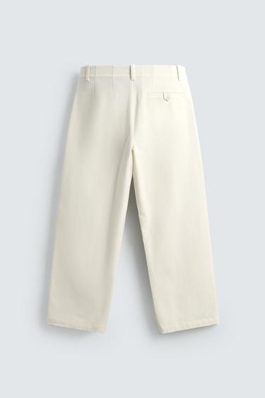 WIDE-LEG PLEATED CHINO TROUSERS - white by Zara - Image 6
