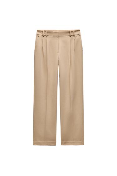 DARTED WIDE-LEG TROUSERS