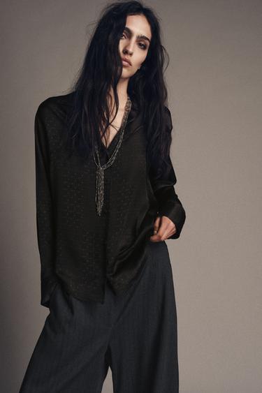 ZW COLLECTION SILK PYJAMA SHIRT - Multicoloured by Zara