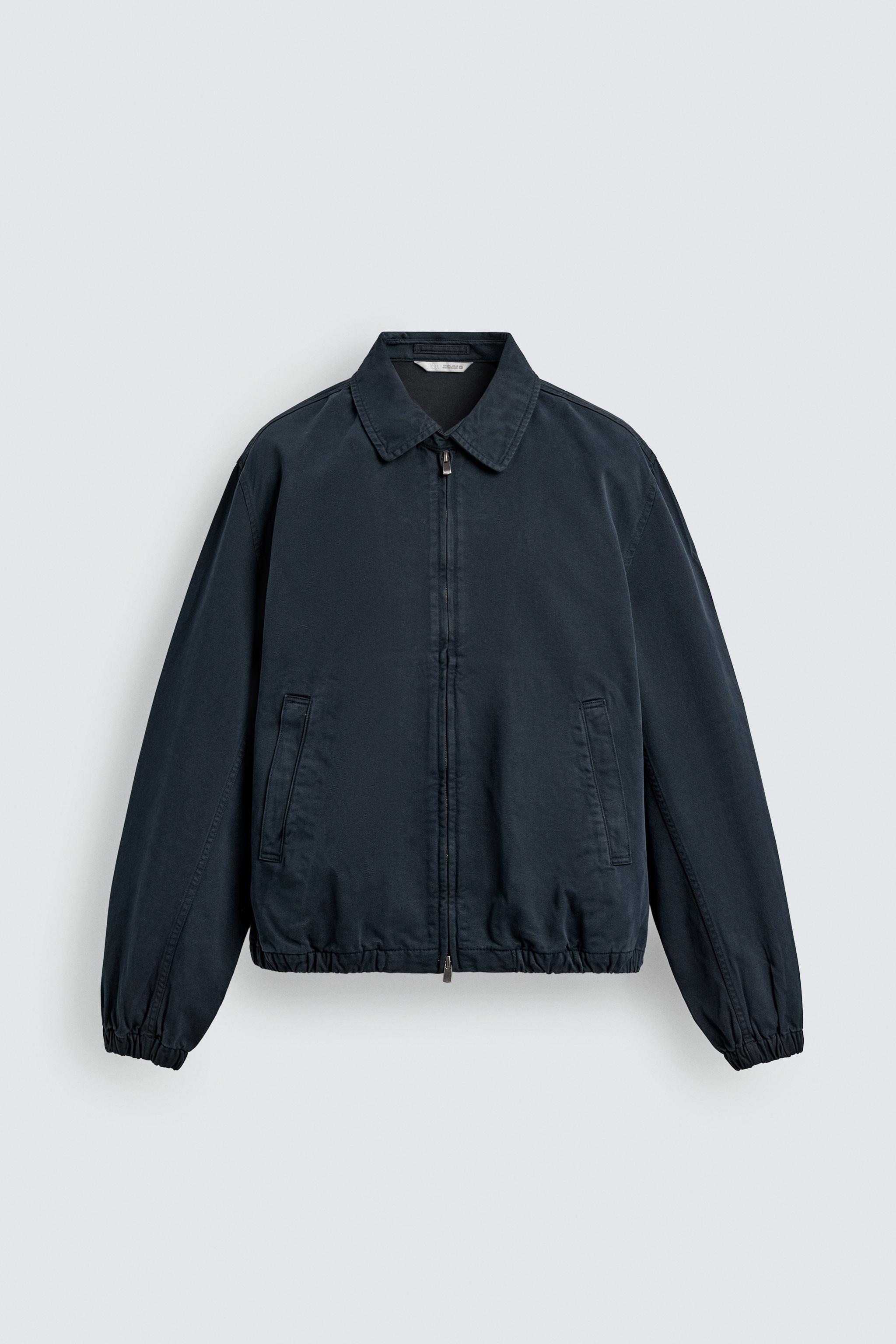 WASHED COTTON REGULAR FIT JACKET - Navy blue | ZARA United States