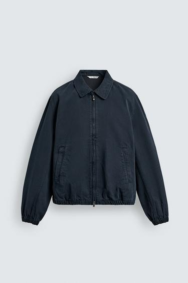 REGULAR FIT KOPTATOTT PAMUTDZSEKI – Tengerészkék a ZARA-tól