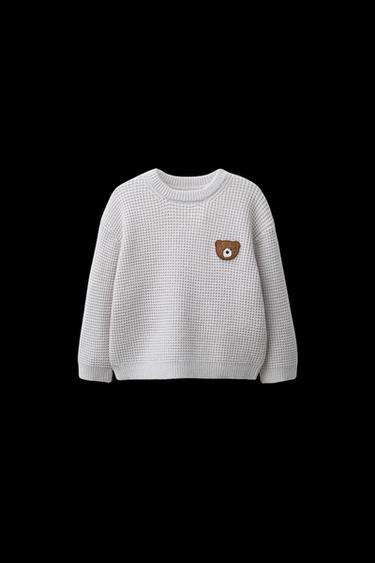 JERSEY WAFFLE PARCHE OSITO - Gris claro de Zara - Imagen 0
