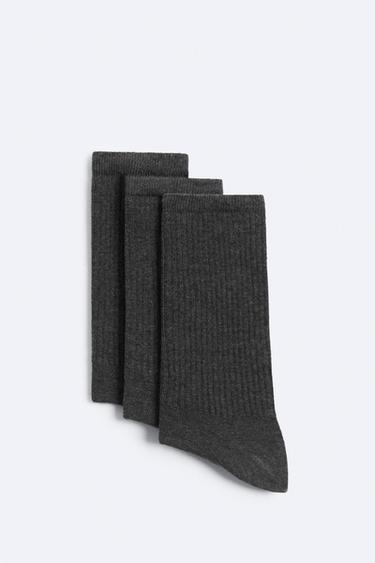 CHAUSSETTES RIB LOT DE 3 - Gris de Zara - Image 0