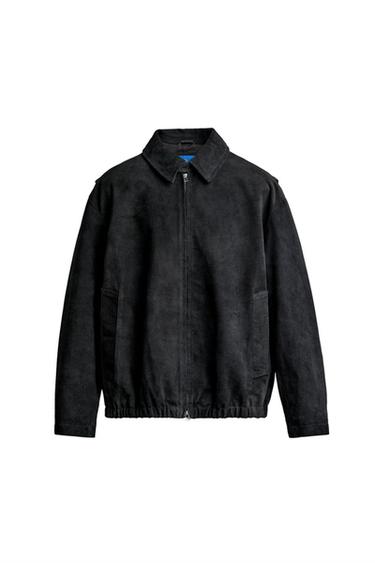 Zara AARON LEVINE X ZARA SUEDE LEATHER JACKET - Black