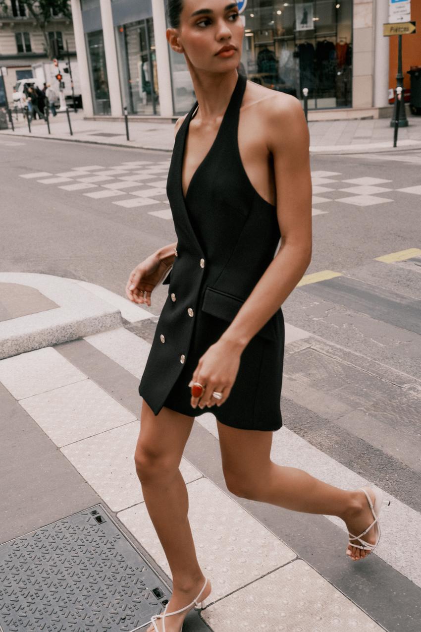 zara black blazer dress ZARA WOMAN BLACK ZW COLLECTION DOUBLE BREASTED BLAZER DRESS 8587/797/800  Medium