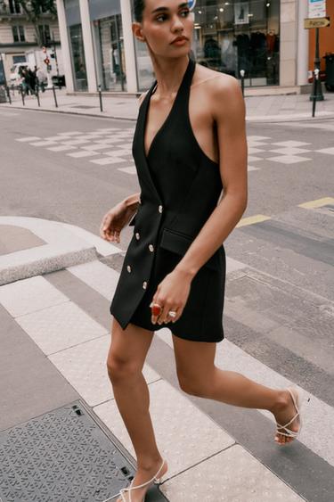 VESTITO BLAZER MINI HALTER - Nero di Zara