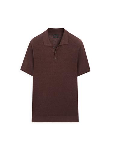 Zara Linen knit polo sweater - white