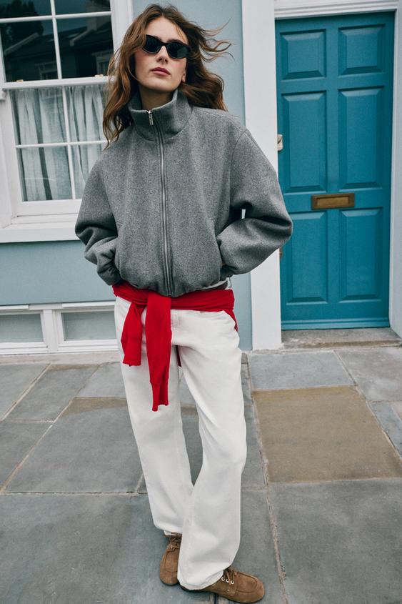 Zara SOFT BOMBER JACKET - Gray - Image 0