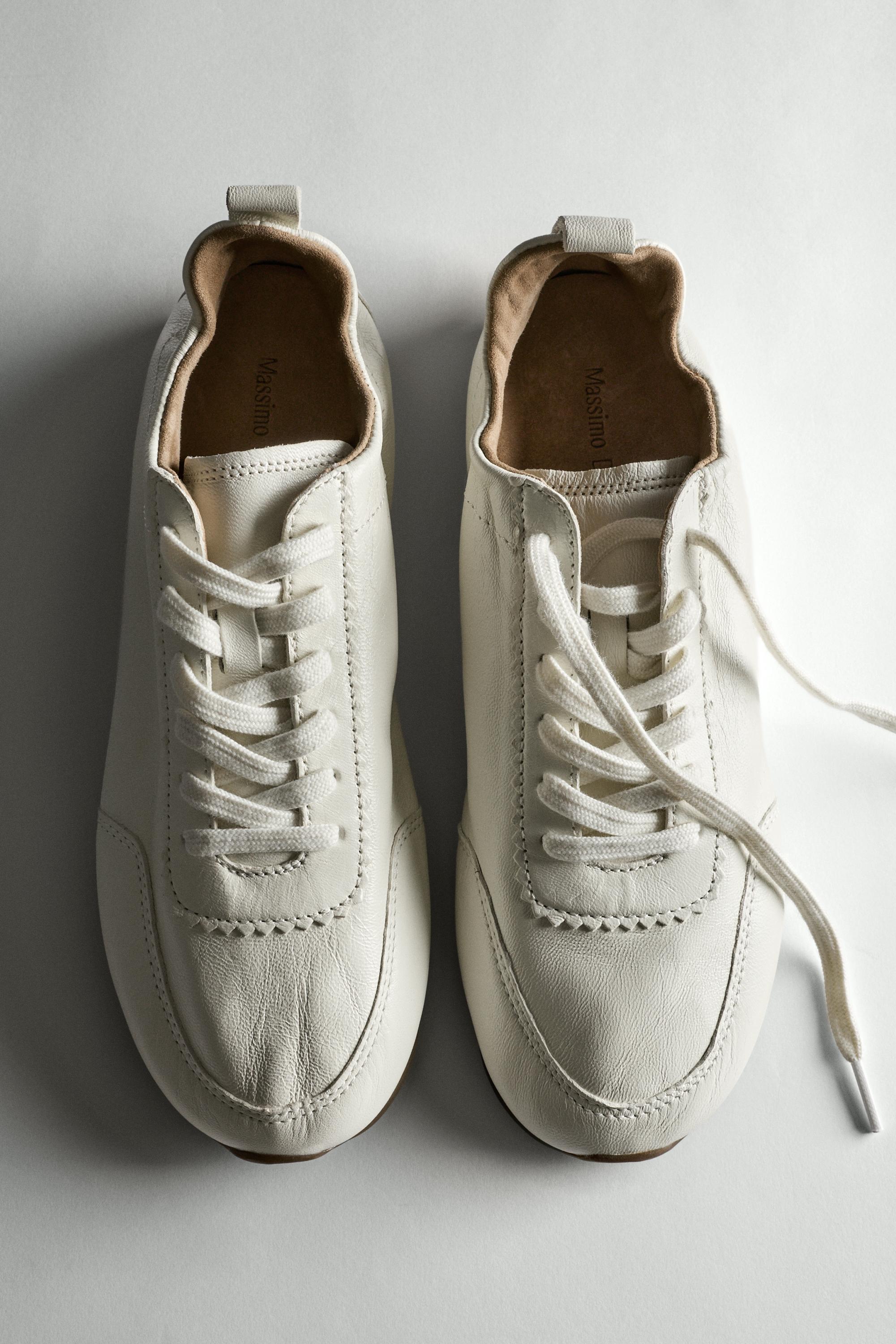Soft leather trainers — White