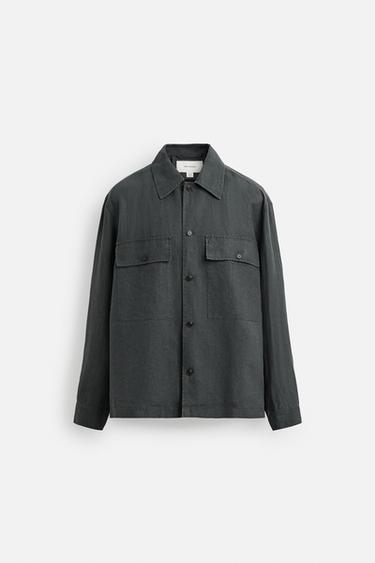 RELAXED FIT 100% HEMP OVERSHIRT - Anthracite grey by Zara - Image 6