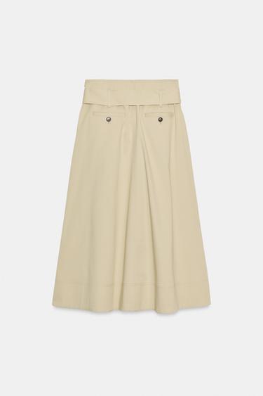 JUPE MI-LONGUE CEINTURE ZW COLLECTION - Camel clair de Zara - Image 3