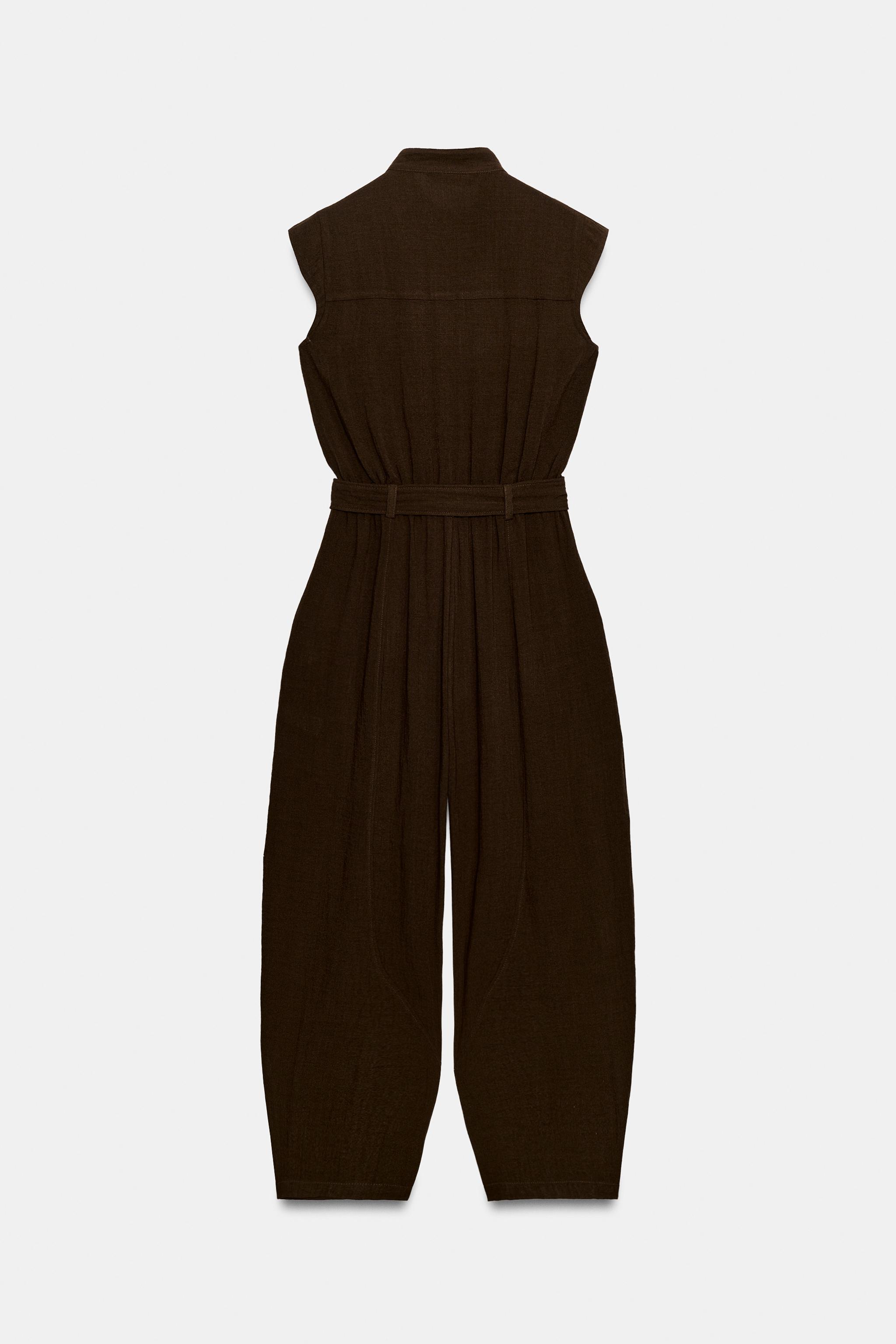 Zara BELTED JUMPSUIT WITH BUTTON DETAILS — фото 7
