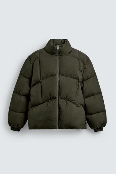 ÁO KHOÁC PHAO LÔNG VŨ 100% - Màu xanh lá dịu từ Zara