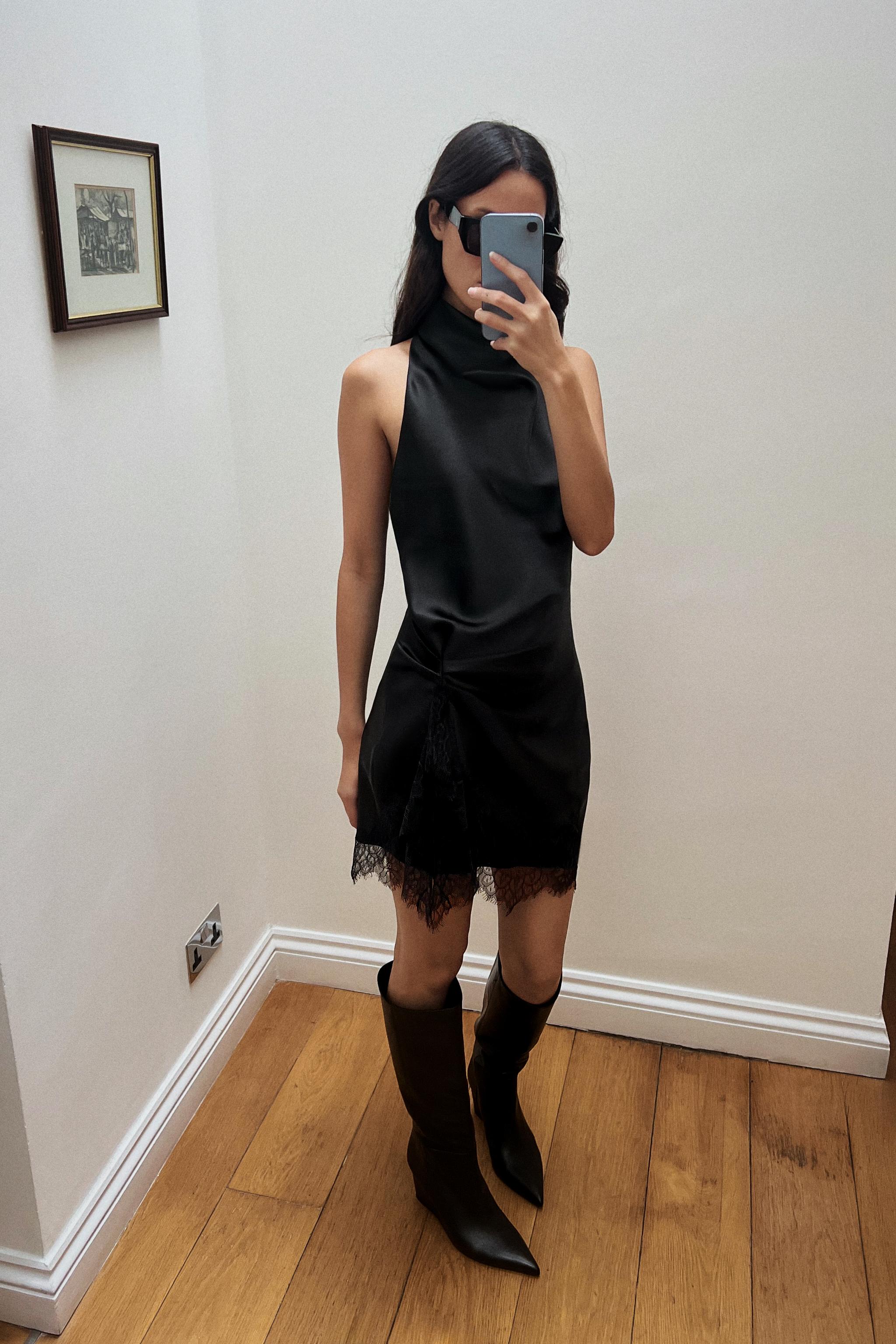 LACE SATIN MINI DRESS
