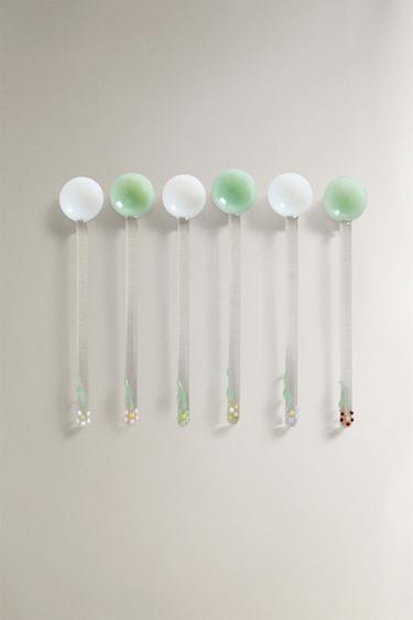 FLORAL GLASS DESSERT SPOONS (PACK OF 6) -  by Zara