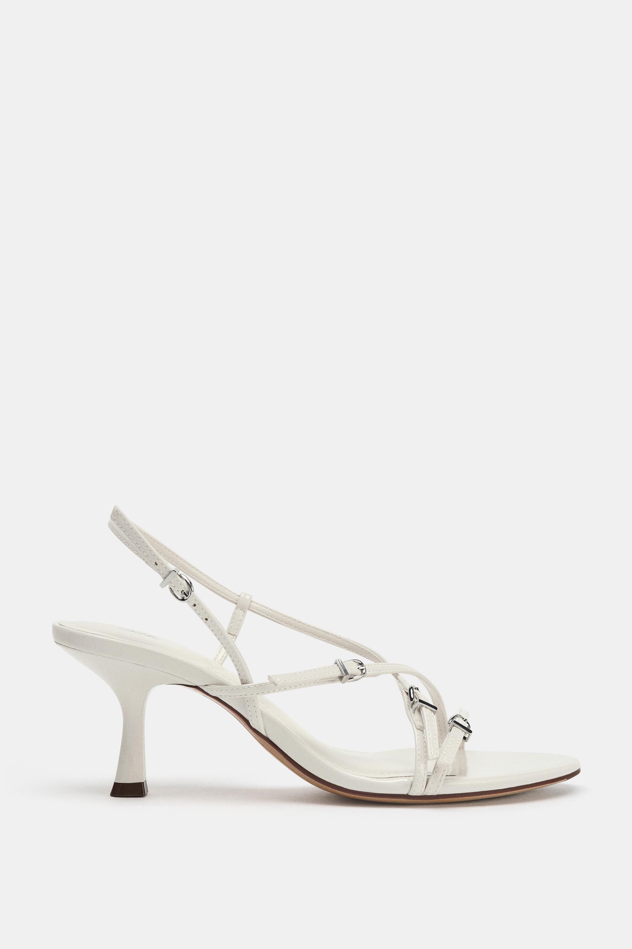 BUCKLED HEELED SANDALS - White | ZARA United States