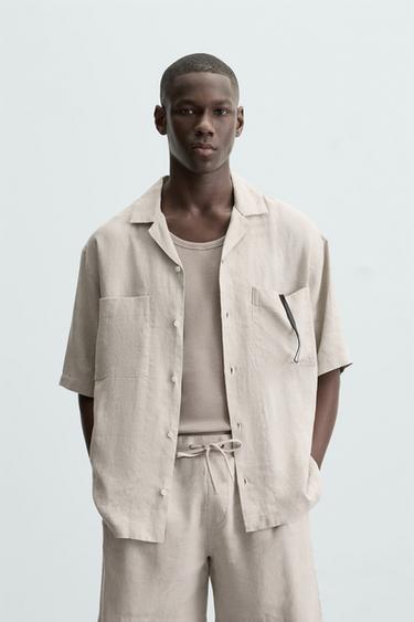 CAMISA 100% LINHO - Bege da Zara